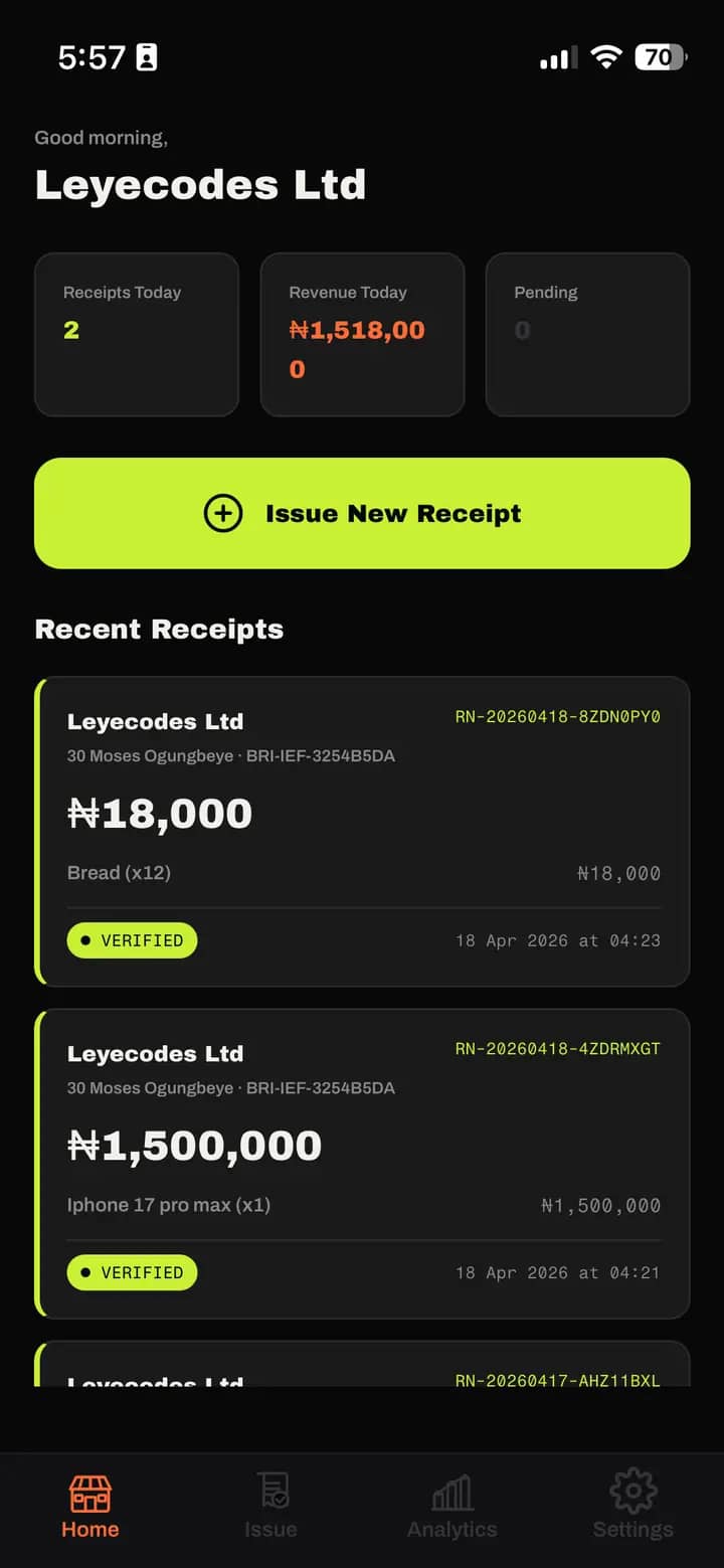 The Receiptly app